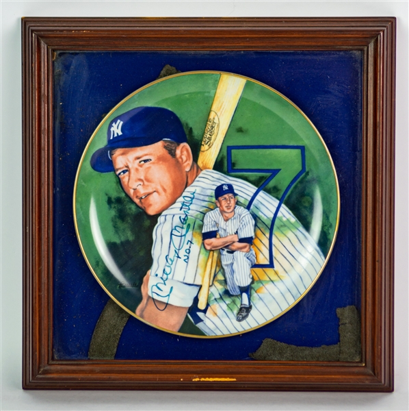 1983 Mickey Mantle New York Yankees Signed 14.5" x 14.5" Framed Collectors Plate (JSA) 2010/11000