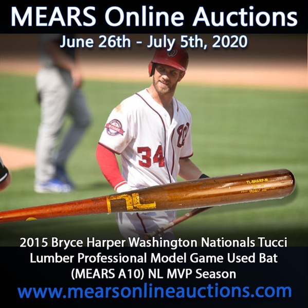 2015 Bryce Harper Washington Nationals Tucci Lumber Professional Model Game Used Bat (MEARS A10) NL MVP Season
