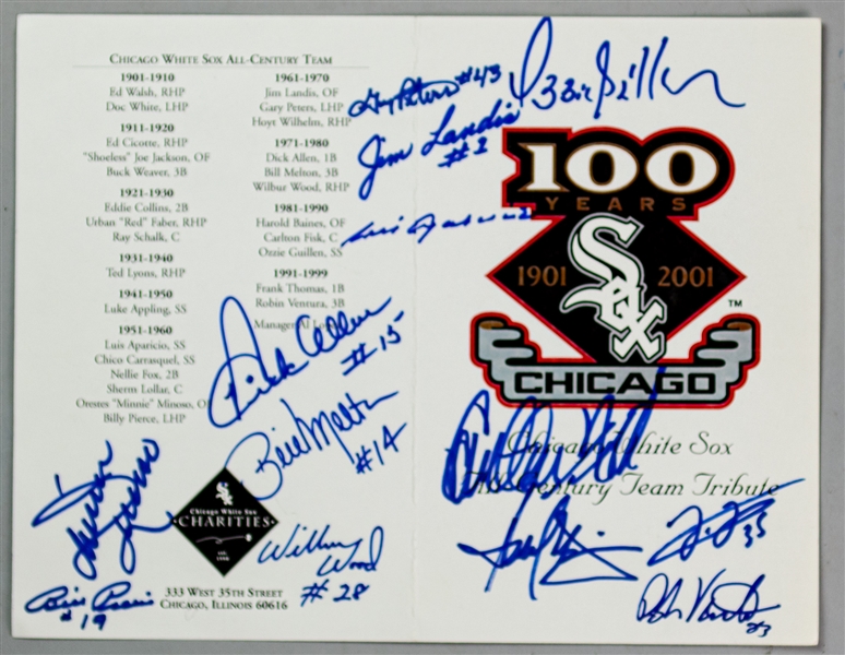 2001 Chicago White Sox Multi Signed All Century Team Program w/ 13 Signatures Including Frank Thomas, Carlton Fisk, Harold Baines, Luis Aparicio, Dick Allen  & More (JSA) 