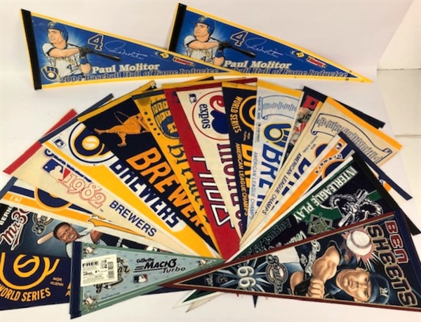 1980s-2000s Baseballs Pennants Including Milwaukee Brewers, Seattle Pilots, and more (Lot of 20+)