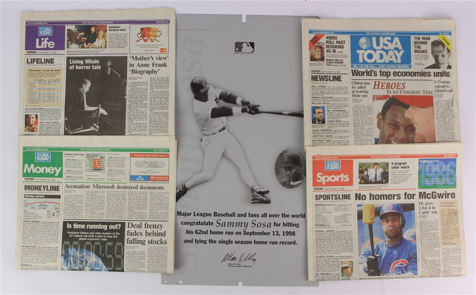 1998 Mark McGwire Sammy Sosa Michael Jordan USA Today Newspaper & Printing Plate Collection - Lot of 35