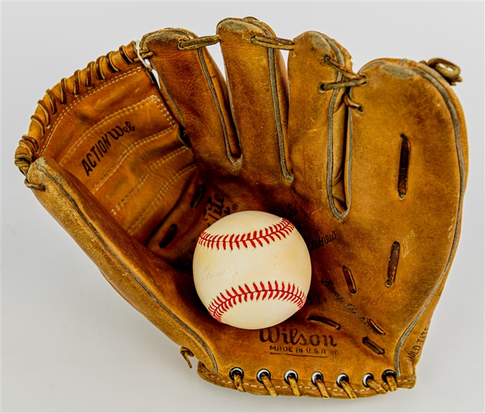 1960s-90s Harmon Killebrew Minnesota Twins Store Model Wilson Mitt & Signed OAL Brown Baseball (JSA)