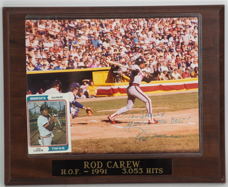 1991 Rod Carew Minnesota Twins Signed 8x10 Photo w/ H.O.F. Plaque (JSA)