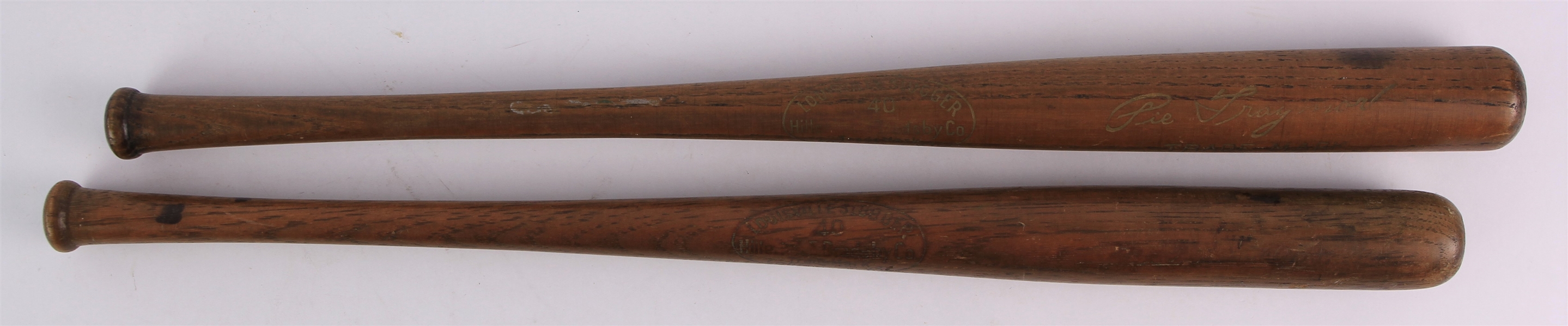 1930s Mel Ott & Pie Traynor H&B Louisville Slugger 16" Miniature Baseball Bats - Lot of 2