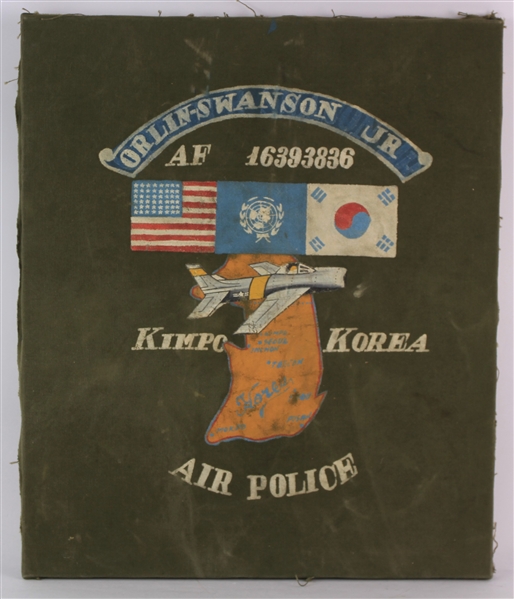 1950-53 Korean War Orlin Swanson JR Kimpo Korea Air Police 18" x 21" Painted Canvas