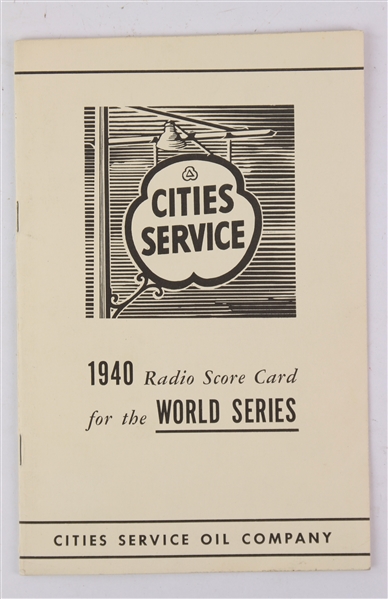 1940 Cincinnati Reds Detroit Tigers Cities Service World Series Radio Score Card
