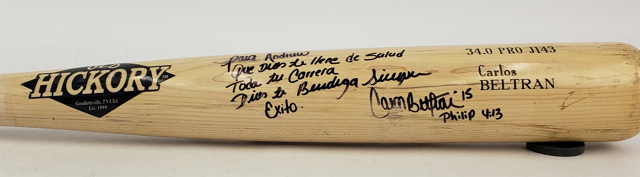 2005-07 Carlos Beltran New York Mets Signed Old Hickory Professional Model Bat (MEARS A7/JSA) Inscribed to Andruw Jones