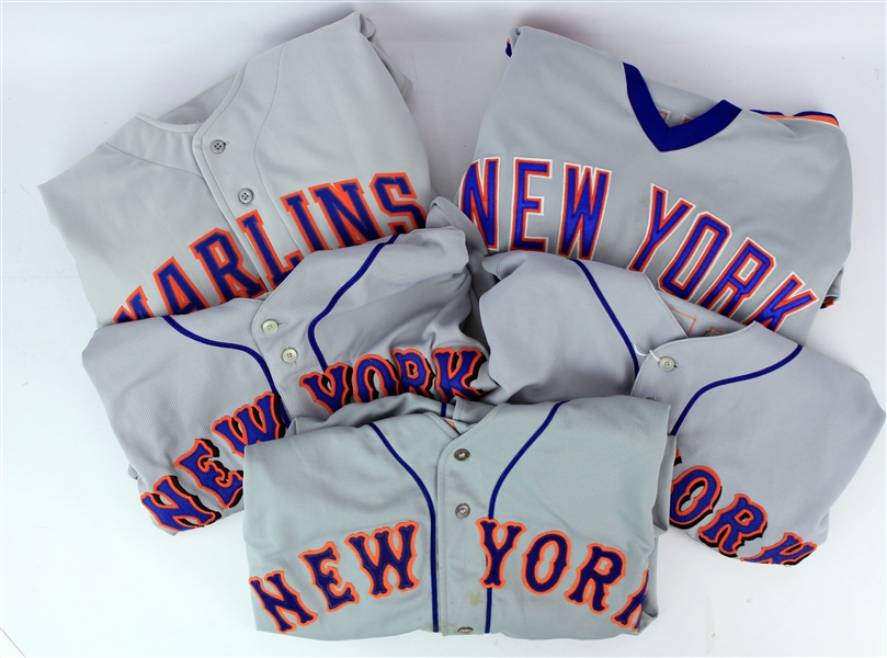 1989-2009 New York Mets Florida Marlins Game Worn Jerseys - Lot of 5 w/ Tom McCraw Signed, Brian Daubach Signed, Braden Looper Signed Throwback & More (MEARS LOA/JSA)