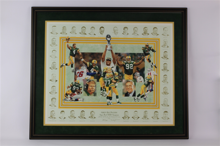 1997 Green Bay Packers Super Bowl XXXI Champions 32" x 38" Framed Artist Signed Lithograph (258/750)