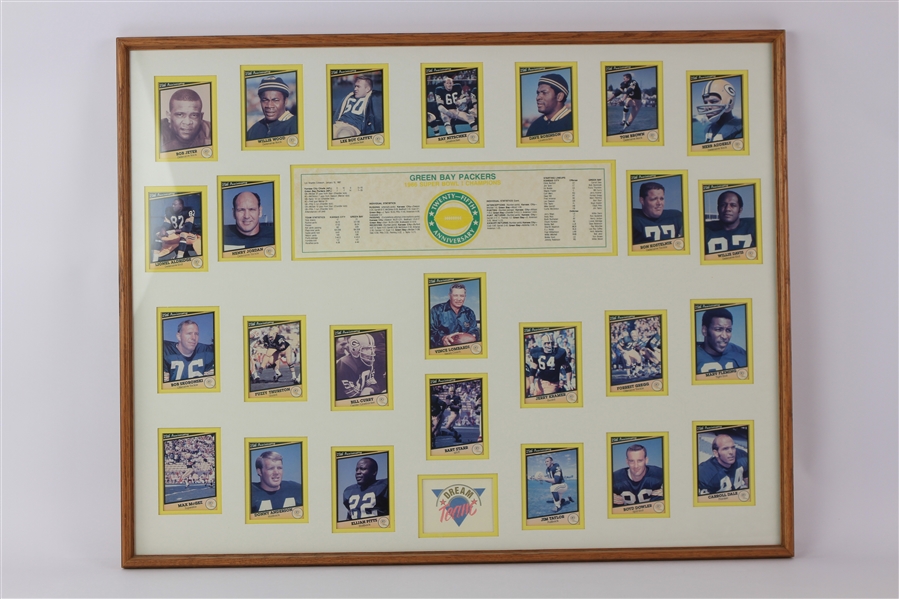 1990 Green Bay Packers Super Bowl I Champions 23" x 29" Framed Display w/ 25th Anniversary Trading Cards