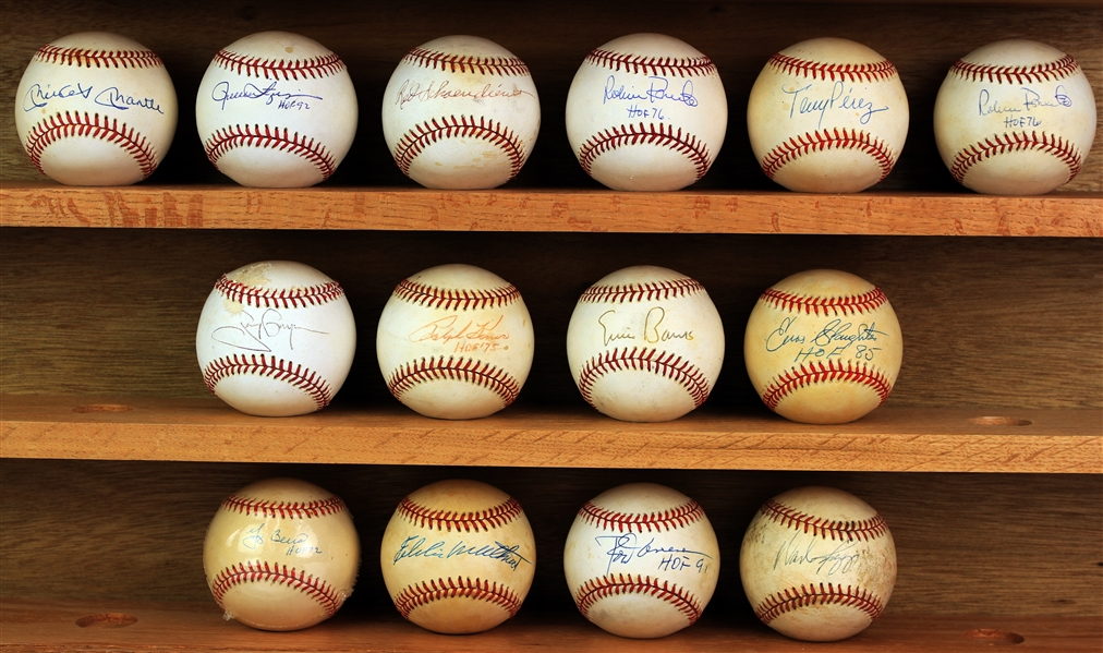 1980s-2000s Hall of Fame Signed Baseball Collection - Lot of 14 w/ Mickey Mantle, Yogi Berra, Ralph Kiner & More