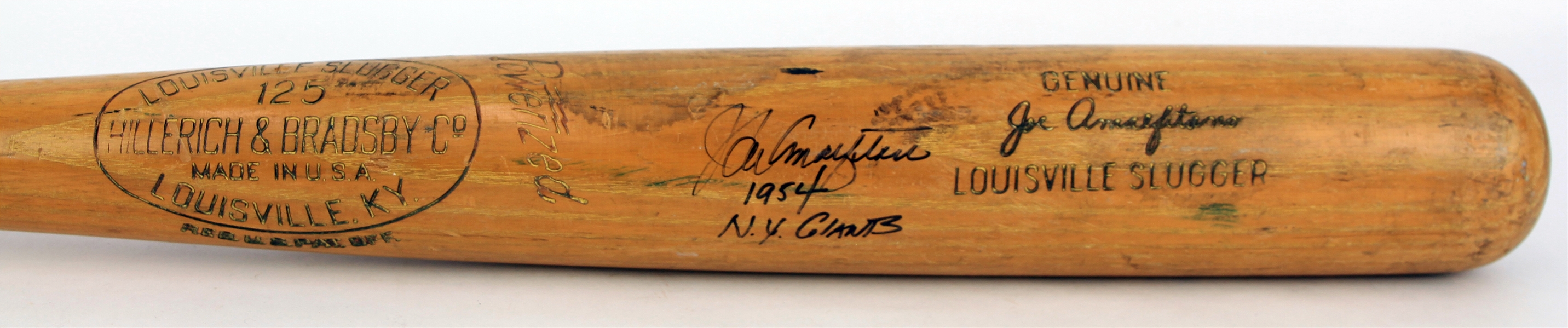 1954 Joe Amalfitano New York Giants Signed H&B Louisville Slugger Professional Model Game Used Bat (MEARS LOA/JSA)