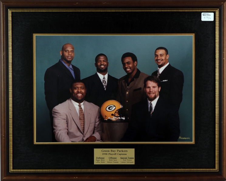 1995-98 Green Bay Packers 22" x 28" Framed Postseason Captains Photos - Lot of 4