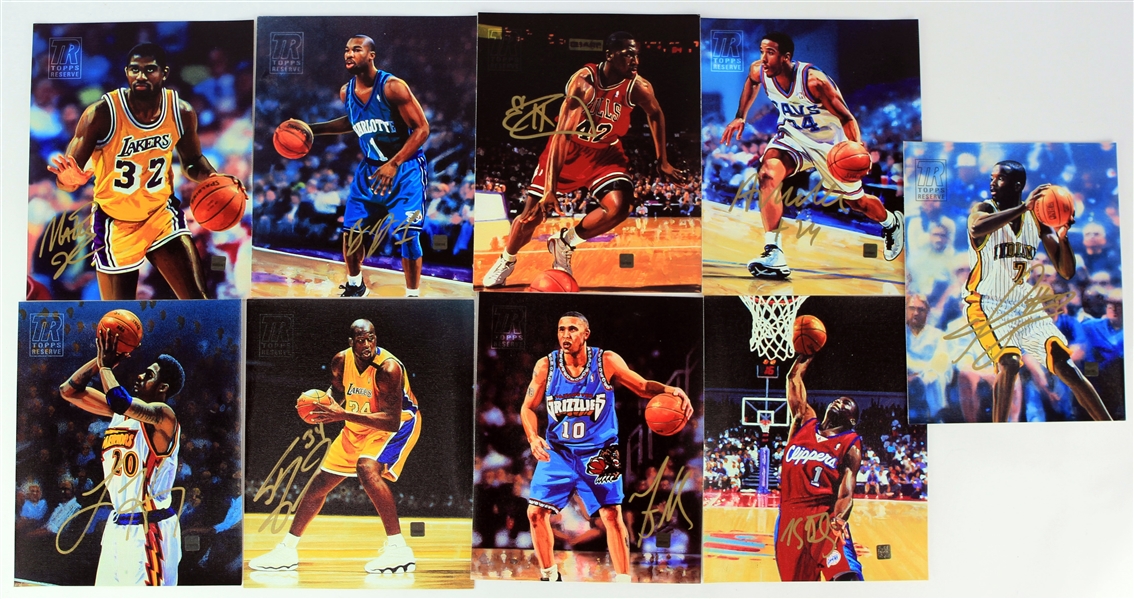 2000s Topps Reserve Signed 8" x 10" Canvas Prints - Lot of 9 w/ Magic Johnson, Shaquille ONeal & More (JSA)