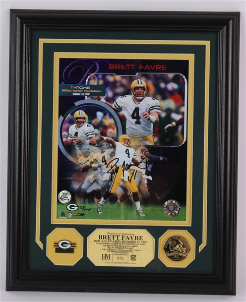 2002 Brett Favre Green Bay Packers Signed 13" x 16" Framed Highland Mint Display (JSA) 72/104