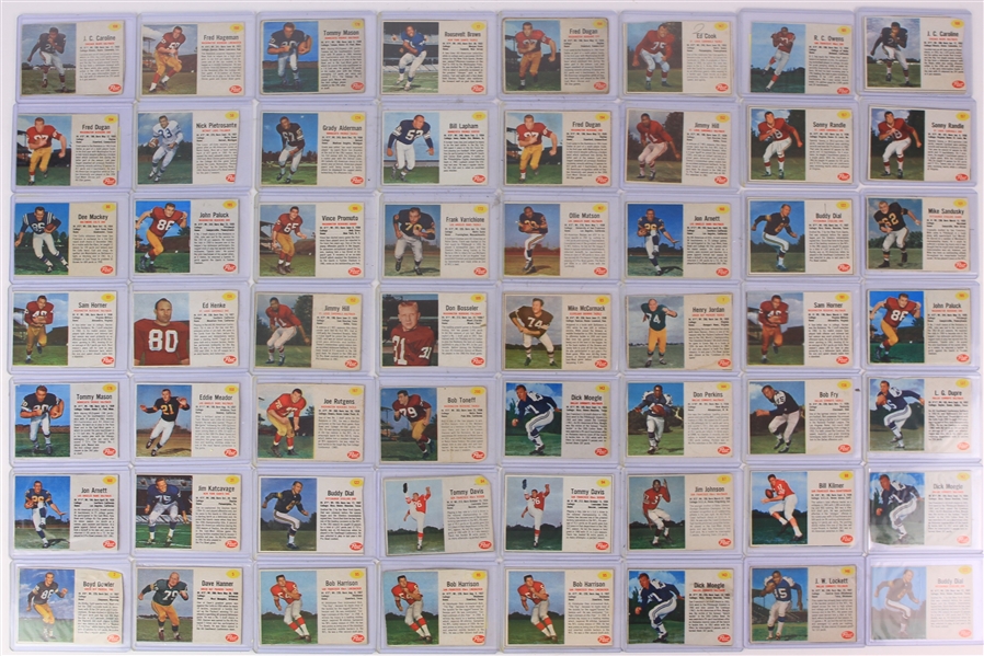 1962 Post Cereal Football Trading Cards - Lot of 200+ w/ Paul Hornung, Mike Ditka, Fran Tarkenton, Box Advertising Card & More