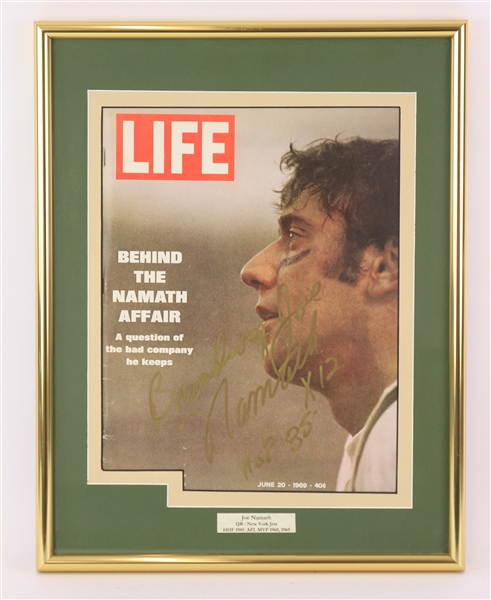1969 Joe Namath New York Jets Signed 14" x 18" Framed Display (JSA)
