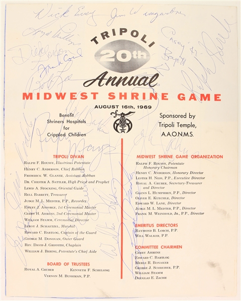 1969 Chicago Bears Multi Signed Shine Game Program Page w/ 17 Signatures Including Brian Piccolo, Dick Butkus, Dick Gordon & More (JSA)