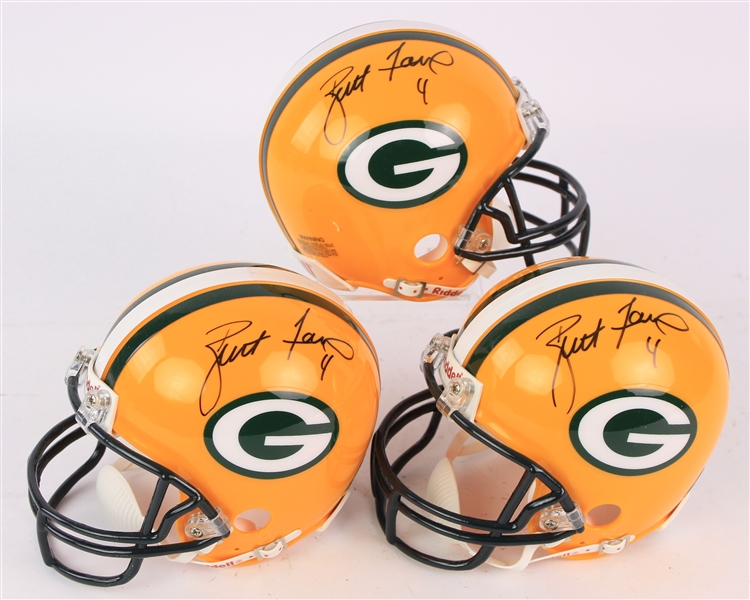 2000s Brett Favre Green Bay Packers Signed Mini Helmets - Lot of 3 (JSA)
