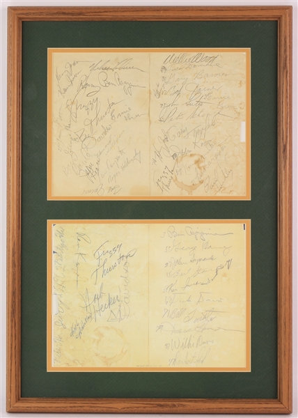 1961-62 Green Bay Packers 16" x 23" Framed Signed Album Pages w/ 40+ Signatures Including Bart Starr, Fuzzy Thurston, Willie Davis & More (JSA)