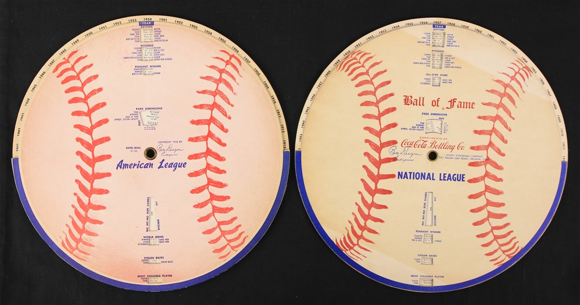 1955-61 American & National League Ball of Fame League Leader Wheels - Lot of 2