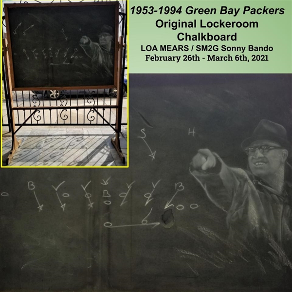 1953-1994 Green Bay Packers Original Lockeroom Chalkboard - LOA MEARS / SM2G Sonny Bando