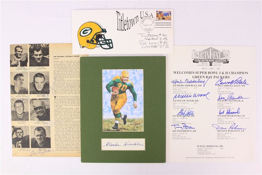 1960s-90s Green Bay Packers Signed Collection - Lot of 4 w/ Paul Hornung, Clark Hinkle, Herb Adderley & More (JSA)