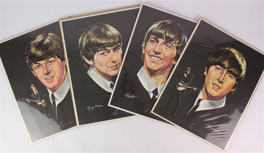 1964 John Lennon Paul McCartney George Harrison Ringo Starr The Beatles 14" x 18" Volpe Prints - Set of 4