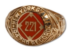 1947 Bill Rigney New York Giants 221 HR Ring (MEARS LOA)