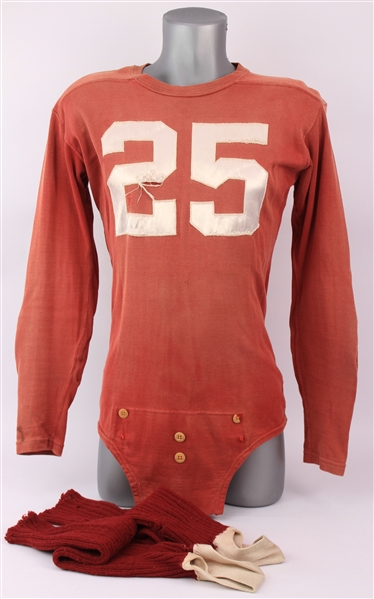 1945 Jack Wink Wisconsin Badgers Game Worn Football Jersey & Socks (MEARS LOA)