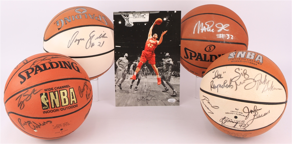 1990s-2000s Signed Basketballs - Lot of 4 w/ Magic Johnson, Dominique Wilkins, Bucks Team Signed & More (JSA)