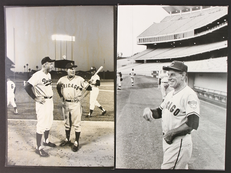 1966 Leo Durocher Chicago Cubs 9" x 13" Original Photos - Lot of 2