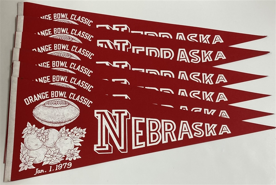1979 Nebraska Orange Bowl 29" Pennants (Lot of 9)