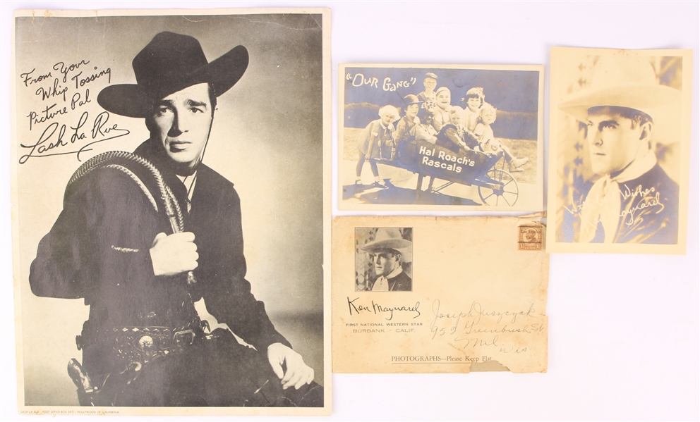 1940s-50s Hollywood Photos - Lot of 4 w/ Lash La Rue Signed Photo, Hal Roachs Rascals Our Gang Photo & Ken Maynard Photo