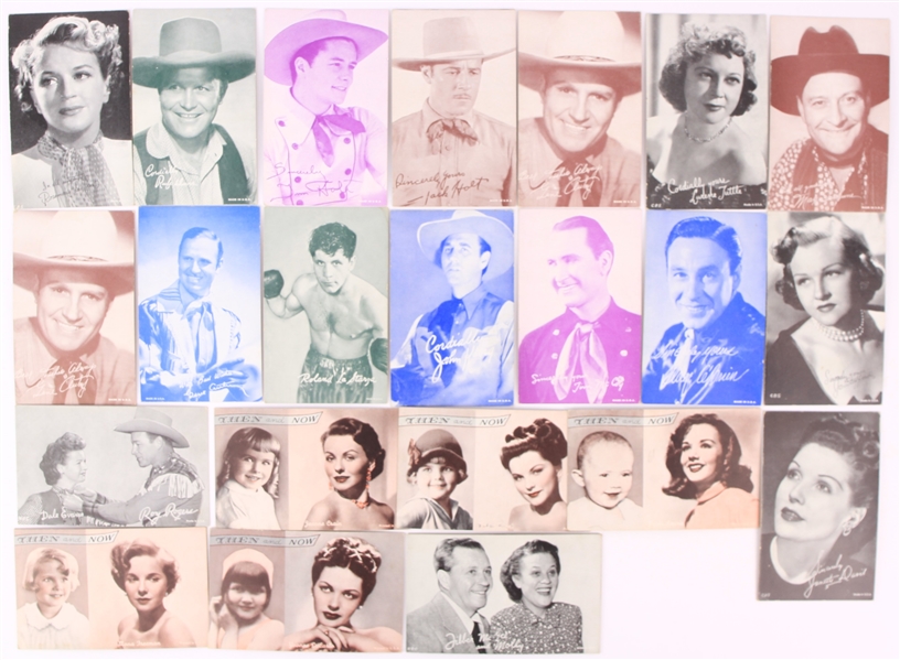 1950s Hollywood Exhibit Cards - Lot of 25 w/ Gene Autry, Roy Rogers, Jo Stafford, Piper Laurie, Dinah Shore & More