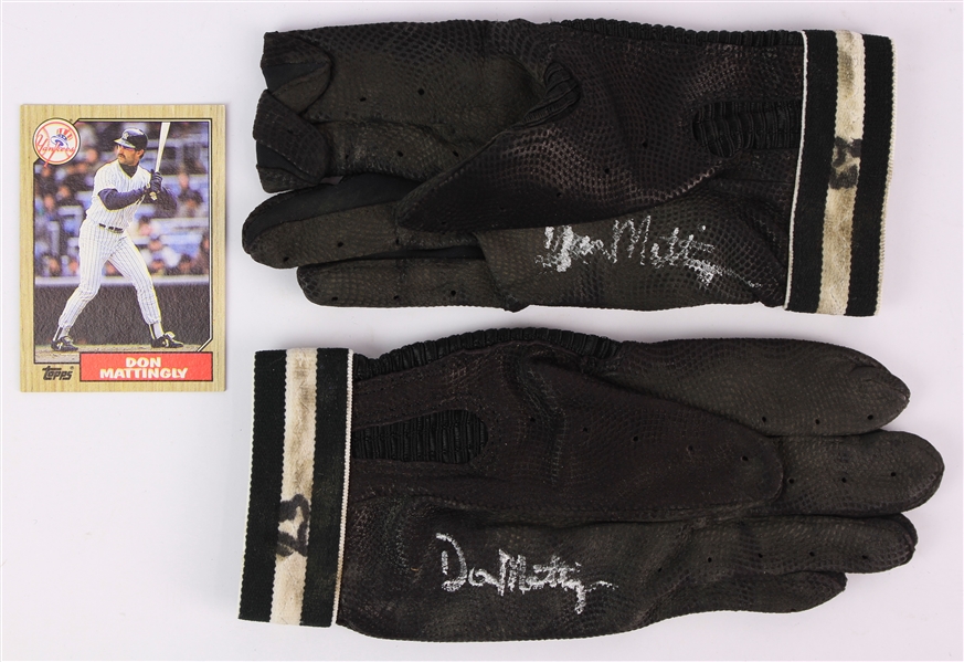 1985-91 Don Mattingly New York Yankees Signed Franklin Game Worn Batting Gloves (MEARS LOA/JSA)