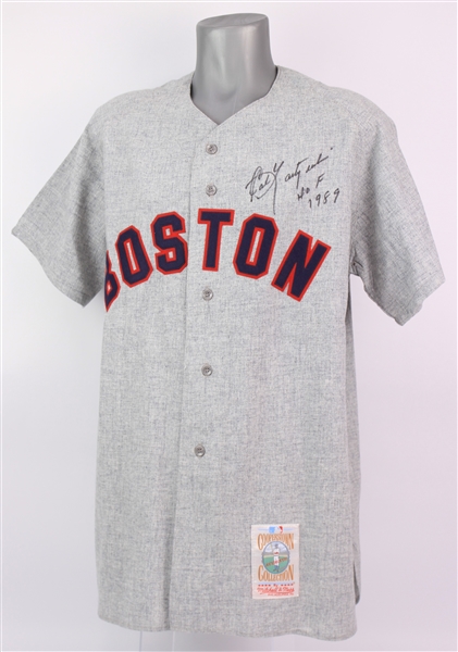 1990s Carl Yastrzemski Boston Red Sox Signed 1969 Mitchell & Ness Reproduction Jersey (JSA)