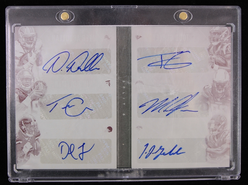 2015 Panini Playbook Split Six Multi Signed Football Trading Card w/ 6 Signatures Including Todd Gurley, Melvin Gordon & More (1/1)(JSA)