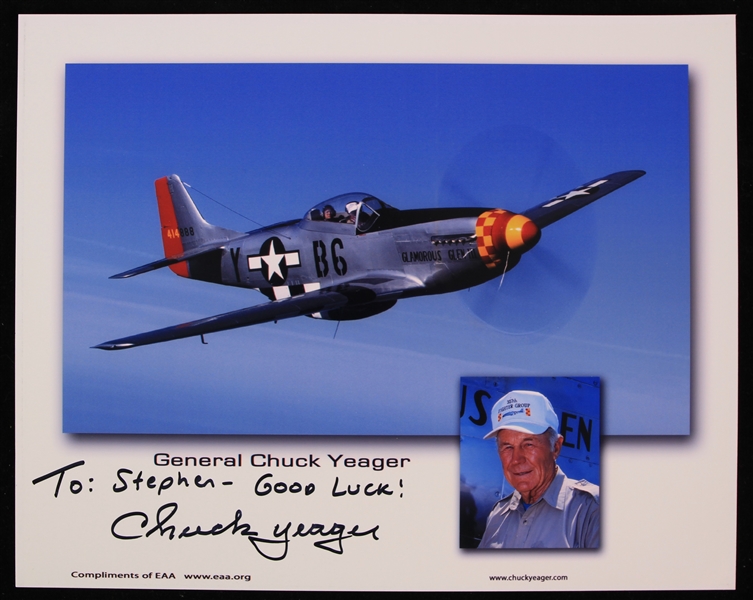 2000s Chuck Yeager Fighter Pilot Signed 8" x 10" Photo (JSA)