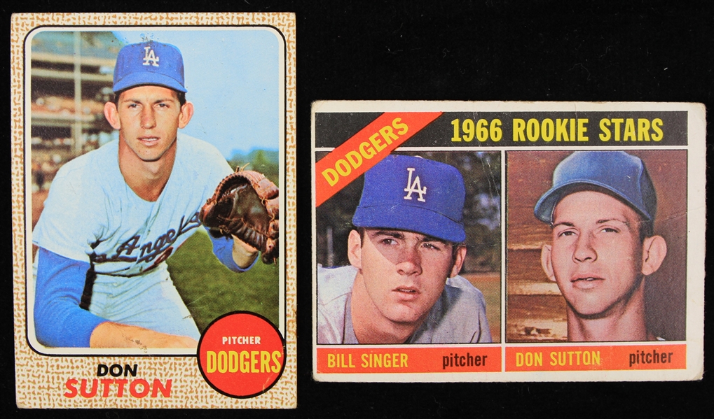 1966-67 Don Sutton Los Angeles Dodgers Topps Baseball Trading Cards - Lot of 2
