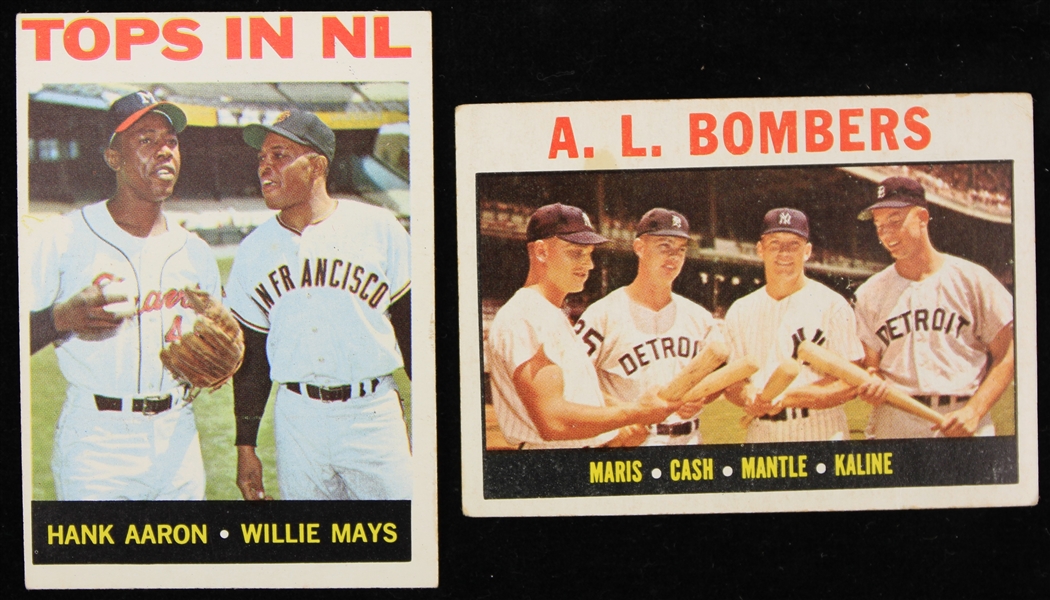 1964 Topps Baseball Trading Cards - Lot of 2 w/ AL Bombers & Tops in NL