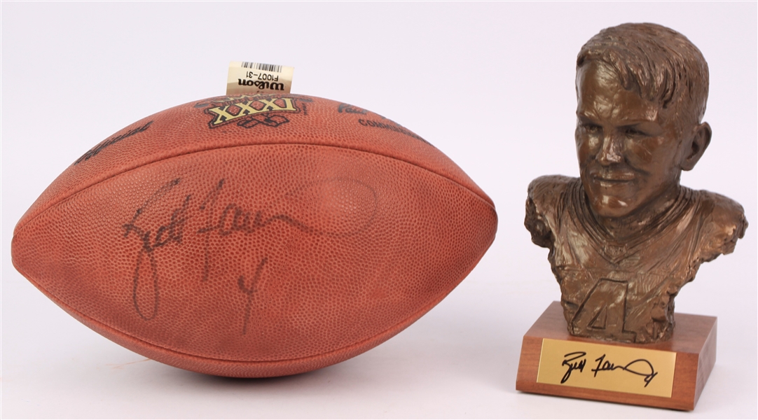1997 Brett Favre Green Bay Packers Signed ONFL Tagliabue Super Bowl XXXI Football & 8.5" Bust - Lot of 2 (PSA/DNA)