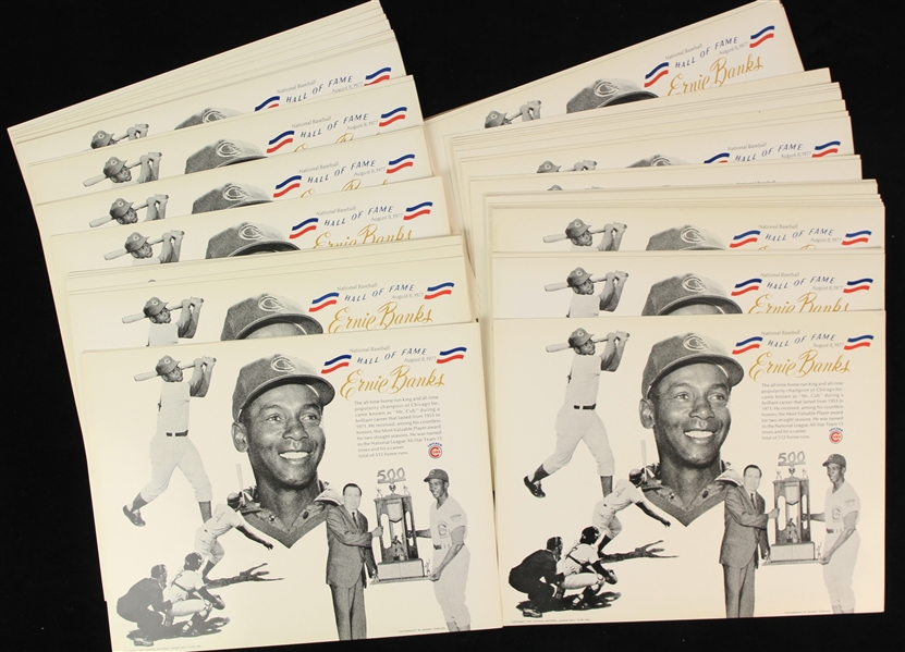 1977 Ernie Banks Chicago Cubs 11" x 14" Hall of Fame Commemorative Photo Collages - Lot of 50
