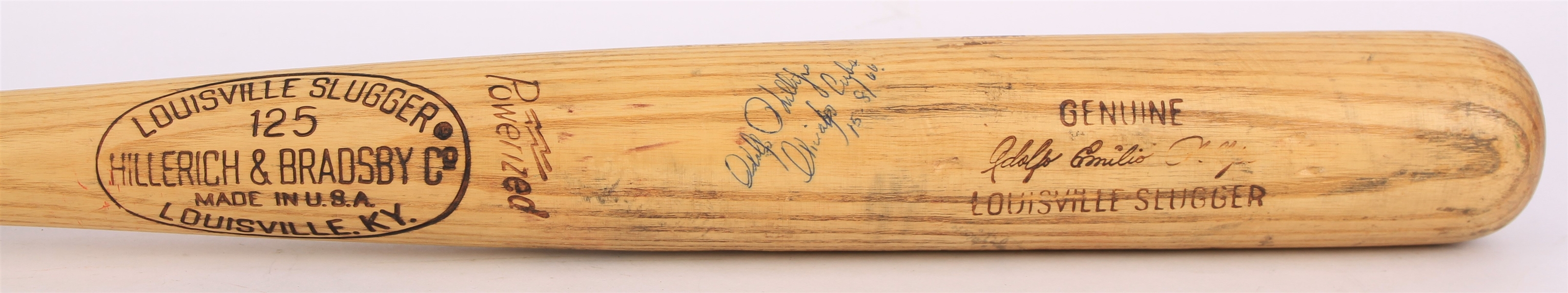 1966 Adolfo Phillips Chicago Cubs Signed H&B Louisville Slugger Professional Model Game Used Bat (MEARS A10/JSA)