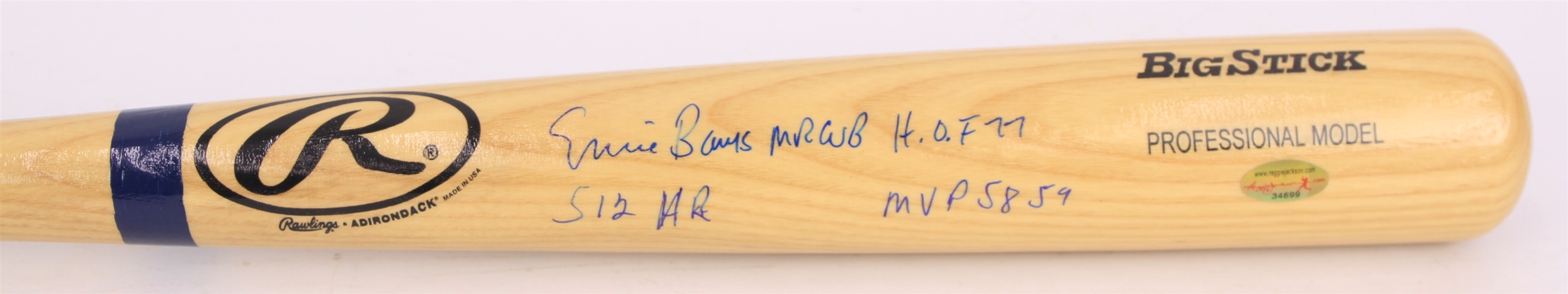 2000s Ernie Banks Chicago Cubs Signed & Multi Inscribed Rawlings Adirondack Bat (JSA)