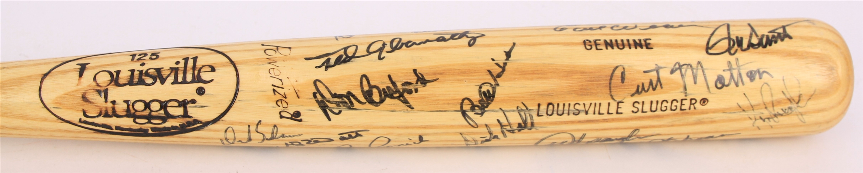 1969 Baltimore Orioles Chicago Cubs Team Signed Louisville Slugger Bat w/ 28 Signatures Including Earl Weaver, Fergie Jenkins, Ron Santo & More (JSA)