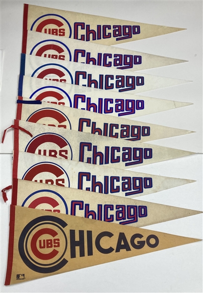 1960s-70s Chicago Cubs Full Size Pennant Collection - Lot of 10