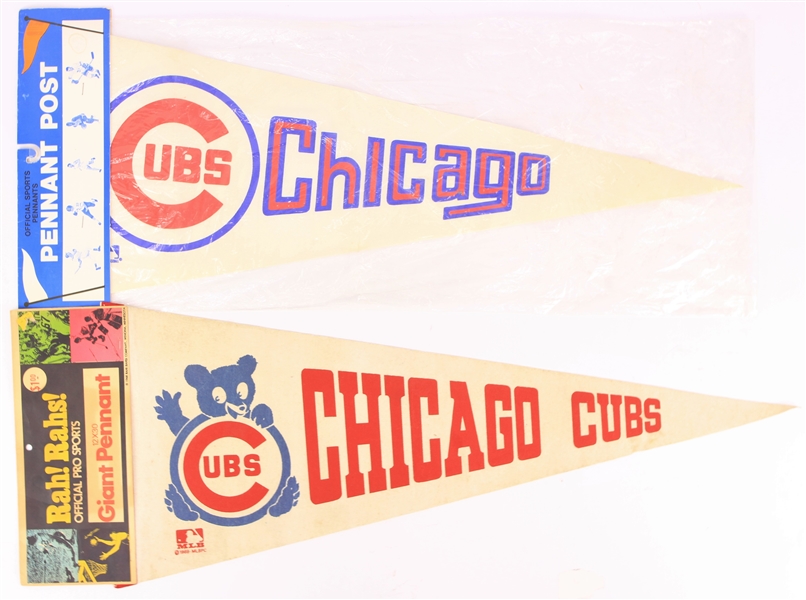 1968-69 Chicago Cubs Full Size Pennants w/ Original Retail Packaging - Lot of 2