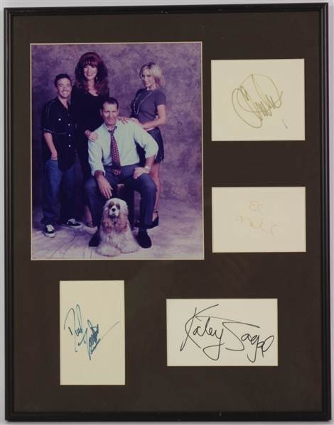 1990s Married with Children Cast Signed Index Cards in 14x18 Frame (JSA)
