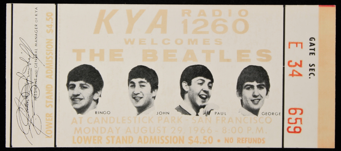 1966 (August 29) The Beatles Candlestick Park Last Concert Ever Full Ticket